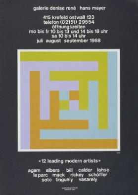 Galerie Denise René - Hans Mayer - 12 leading modern artists - Agam - Albers - Bill (...)