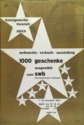 Kunstgewerbemuseum Zürich - Weihnachts-Verkaufs-Ausstellung - 1000 Geschenke ausgestellt vom SWB (Schweizerischer Werkbund)