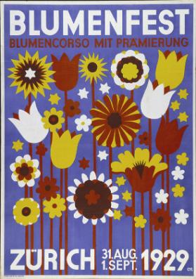 Blumenfest - Blumencorso mit Prämierung - Zürich 31.Aug. - 1.Sept. 1929