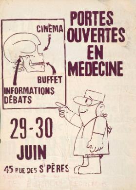 Portes ouvertes en médecine - Cinéma - Buffet - Informations Débats - 29-30 juin - 45 rue des S Pères