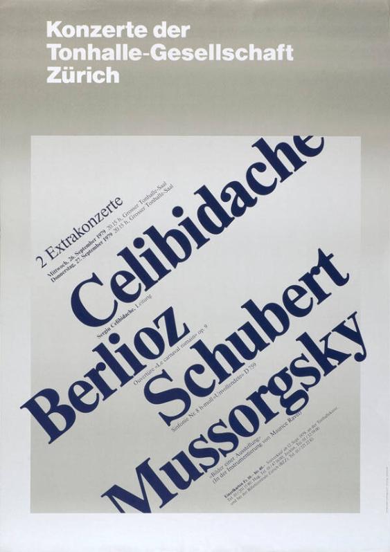 Konzerte der Tonhalle-Gesellschaft Zürich - 2 Extrakonzerte - Celibidache - Berlioz - Schubert - Mussorgsky