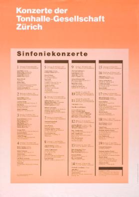 Konzerte der Tonhalle-Gesellschaft Zürich - Sinfoniekonzerte