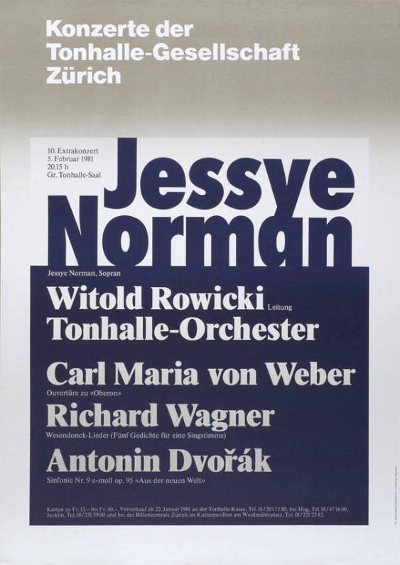 Konzerte der Tonhalle-Gesellschaft Zürich - Jessye Norman