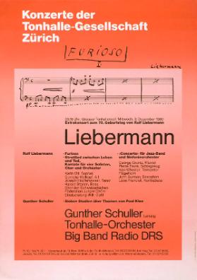 Konzerte der Tonhalle-Gesellschaft Zürich - Liebermann - Extrakonzert zum 70. Geburtstag von Rolf Liebermann