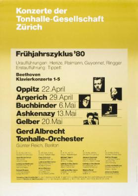 Konzerte der Tonhalle-Gesellschaft Zürich - Frühjahrszyklus '80