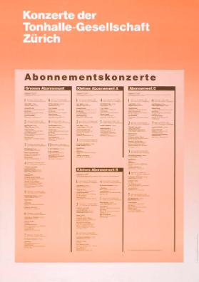 Konzerte der Tonhalle-Gesellschaft Zürich - Abonnementskonzerte