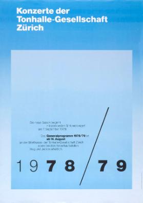 Konzerte der Tonhalle-Gesellschaft Zürich - Die neue Saison beginnt mit dem ersten Sinfoniekonzert am 7. September 1978. - 1978/79