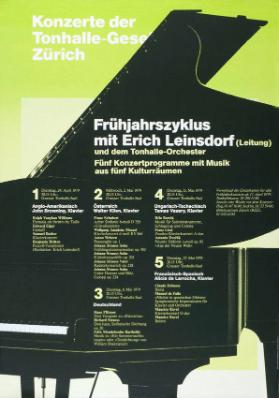 Konzerte der Tonhalle-Gesellschaft Zürich - Frühjahrszyklus mit Erich Leinsdorf (Leitung) und dem Tonhalle-Orchester - Fünf Konzertprogramme mit Musik aus fünf Kulturräumen