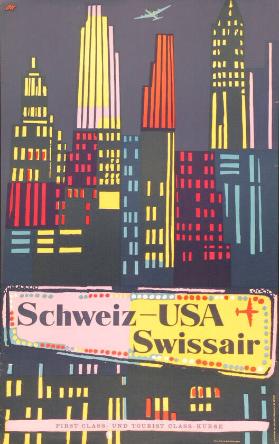 Schweiz-USA - Swissair - First-Class- und Tourist-Class-Kurse