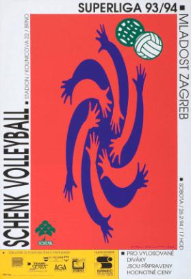 Schenk Volleyball - Superliga 93/94 - Mladost Zagreb - Sobota / 26.2.94 / 17 hod - Stadion / Kounicova 22 / Brno - Pro vylosované diváky jsou připraveny hodnotné ceny