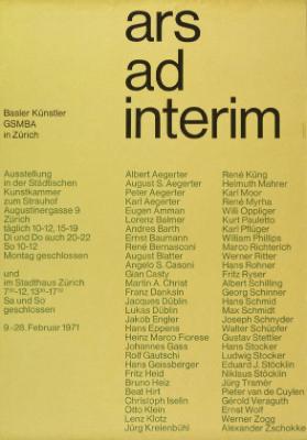Ars ad interim - Basler Künstler GSMBA in Zürich - Ausstellung in der städtischen Kunstkammer zum Strauhof