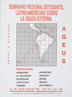 Seminario regional estudiantil Latinoamericano sobre la deuda externa - Estudio y lucha - AGEUS - 27-28-29 de Julio de 1987 - Aud. No. 4 CC. y HH. - San Salvador