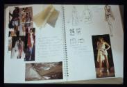 AMBRA (BERNSTEIN) ; Bild 6 ; Dossier ; outfit 4 Zeichnung Entwurf Stoffmuster Anprobe
