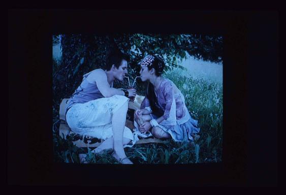 Le Temps de L´Lamour ; Ausstellungsgestaltung : Video Kim Dang , Still (liegen in der Wiese)

…