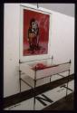 Projekt Gloves ; rot - blau ; Bild 4 ; Ausstellungsgestaltung (Bibl.geschoss HGKZ) Vitrine und …