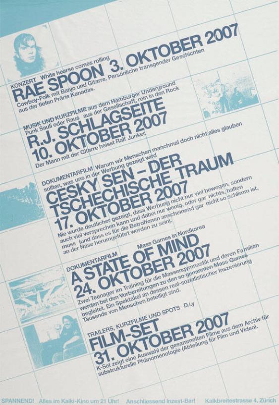 Rae Spoon - R. J. Schlagseite - Cesky Sen - A State of Mind - Film-Set - Spannend! Alles im Kalki-Kino um 21 Uhr! - Anschliessend Inzest-Bar!