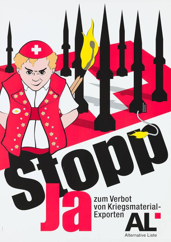 Stopp - Ja zum Verbot von Kriegsmaterial-Exporten - AL Alternative Liste