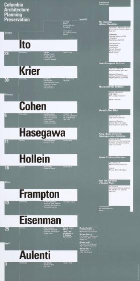 Columbia University - Architecture - Planning - Preservation - Lectures - Exhibitions and Special Events - Spring 1991