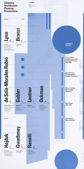 Columbia University - Architecture - Planning - Preservation - Lectures - Exhibitions - Fall 1994