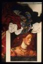 La mia Madonna ; Ausstellungsgestaltung (Detail), Farbstimmung ; mit Bild D.G. Rossetti
