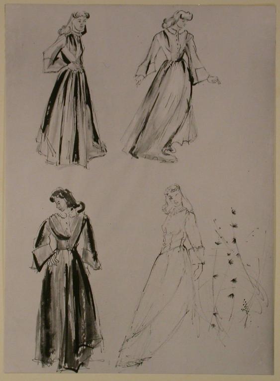 Bildbericht über eine Mitschülerin der Textilklasse , Modezeichnungen