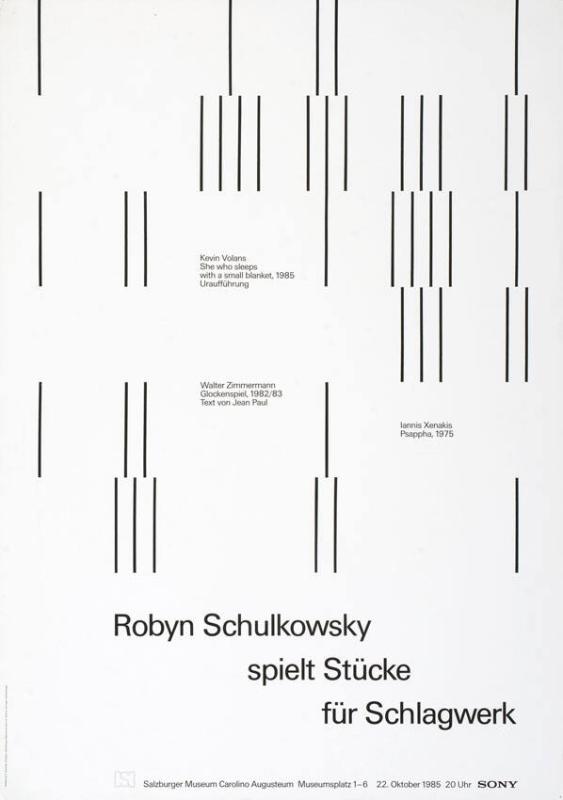 Robyn Schulkowsky spielt Stücke für Schlagwerk - Kevin Volans - Walter Zimmermann - Iannis Xenakis - Salzburger Museum Carolino Augusteum