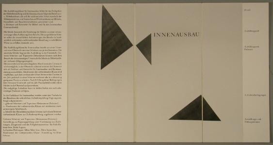 Innenausbau; Prospekt für die Fachklasse Innenausbau, Kunstgewerbeschule Zürich