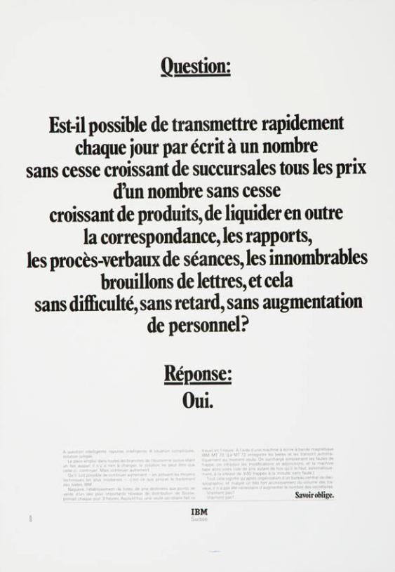 Question: Est-il possible de transmettre rapidement chaque jour par écrit à un nombre sans cesse croissant de succursales tous les prix d'un nombre sans cesse croissant de produits, [...]? Réponse: Oui.