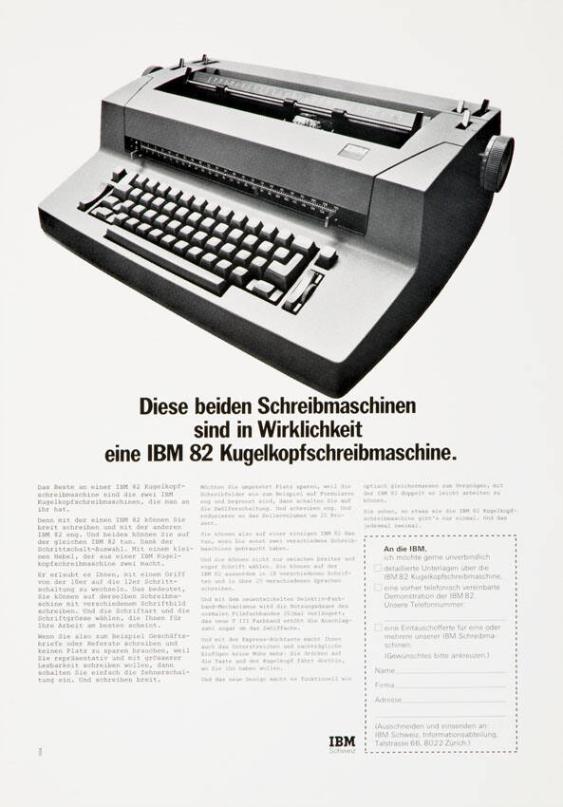 Diese beiden Schreibmaschinen sind in Wirklichkeit eine IBM 82 Kugelkopfschreibmaschine.