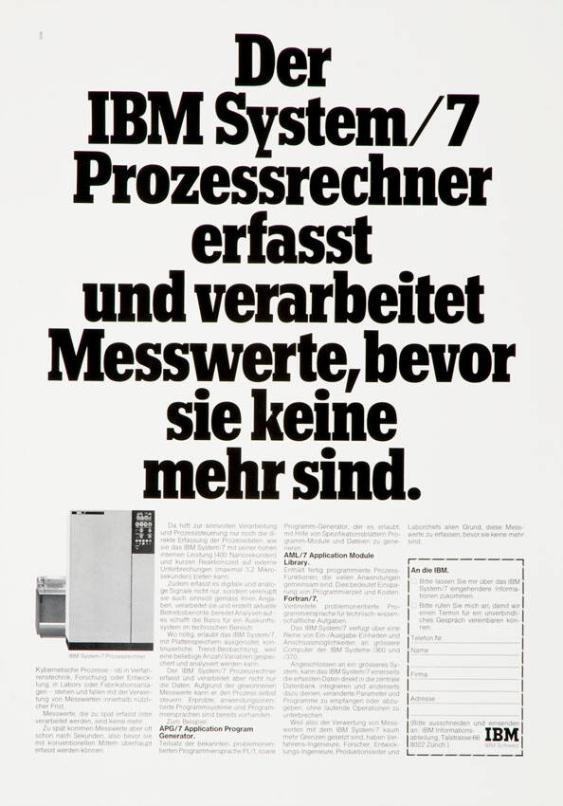 Der IBM System/7 Prozessrechner erfasst und verarbeitet Messwerte, bevor sie keine mehr sind.