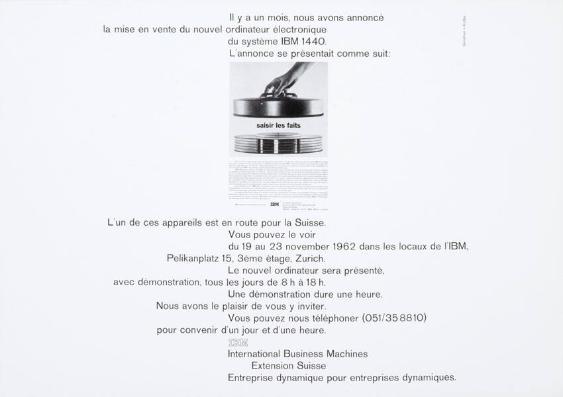 Il y a un mois, nous avons annoncé la mise en vente du nouvel ordinateur électronique du système IBM 1440.