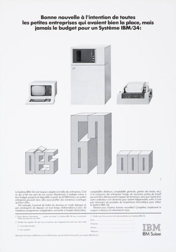 Bonne nouvelle à l'intention de toutes les petites entreprises qui avaient bien la place, mais jamais le budget pour un Système IBM/34: dès 67000