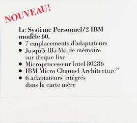 Nouveau! Le Système Personnel/2 IBM modèle 60.