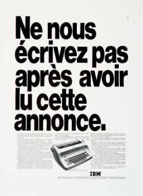 Ne nous écrivez pas après avoir lu cette annonce.