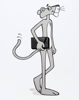 [Pink Panther mit Laptop]