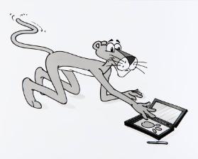 [Pink Panther mit Laptop]