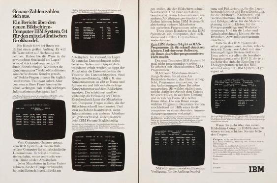 Genaue Zahlen zahlen sich aus. Ein Bericht über den neuen Bildschirm-Computer IBM System/34 für den mittelständischen Grosshandel.