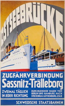 Ostseebrücke - Zugfährverbindung - Sassnitz-Trälleborg - zweimal täglich in jeder Richtung - Schwedische Staatsbahnen