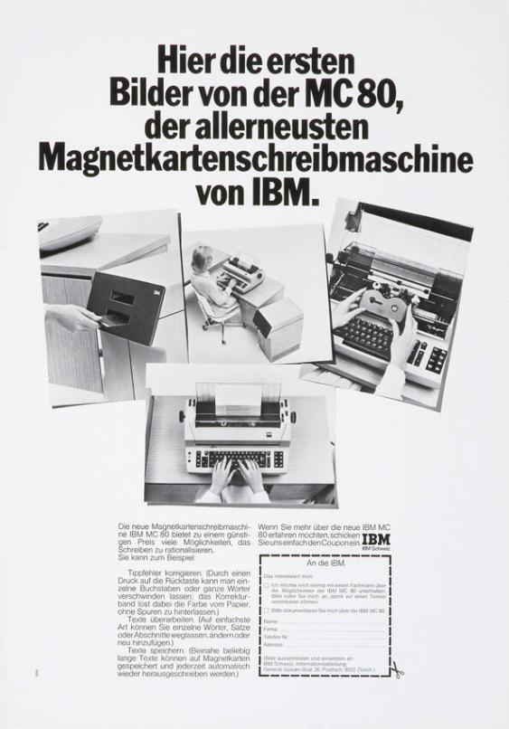 Hier die ersten Bilder von der MC 80, der allerneusten Magnetkartenschreibmaschine von IBM.