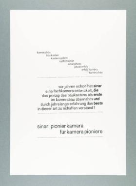 Sinar die Kamera nach dem Baukastensystem [...]
