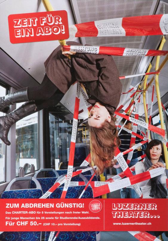 Zeit für ein Abo! - Zum Abdrehen günstig! Take off! - Das Charter-Abo für 5 Vorstellungen nach freier Wahl. Für junge Menschen bis 25 sowie für Studierende/Auszubildende. - Für CHF 50.- - Luzerner Theater...
