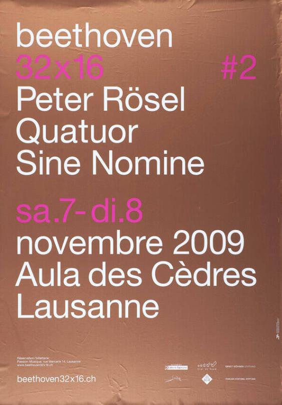 Beethoven 32x16 - Peter Rösel - Quatuor Sine Nomine - Novembre 2009 - Aula des Cèdres Lausanne