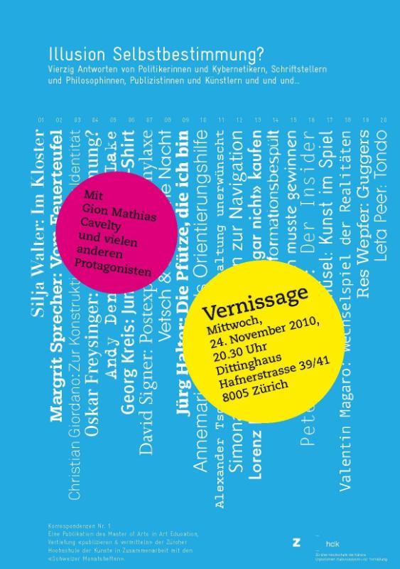 Heftvernissage " Korrespondenzen Nr. 1 – Illusion Selbstbestimmung "