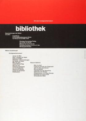 100 Jahre Kunstgewerbemuseum - Bibliothek - Neuerwerbungen der letzten 25 Jahre - Ausstellung im Kunstgewerbemuseum Zürich
