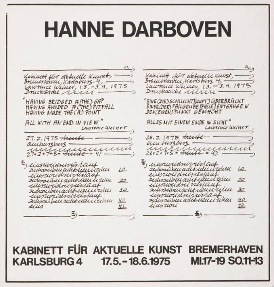 Hanne Darboven - Kabinett für aktuelle Kunst Bremerhaven