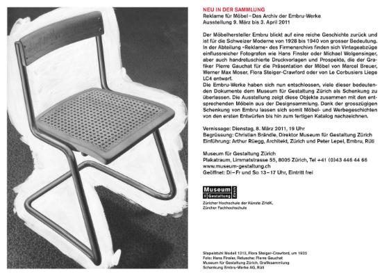 Einladung ; Reklame für Möbel- Das Archiv der Embru-Werke