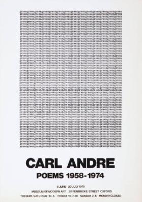 Carl Andre - Poems 1958-1974 - Museum of modern art - Oxford
