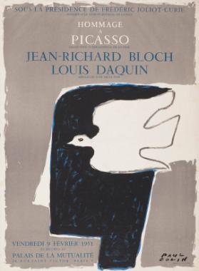 Hommage à Picasso - Grand prix international de la paix - Jean-Richard Bloch - Louis Daquin - Médailles d'or de la paix - Palais de la Mutualité