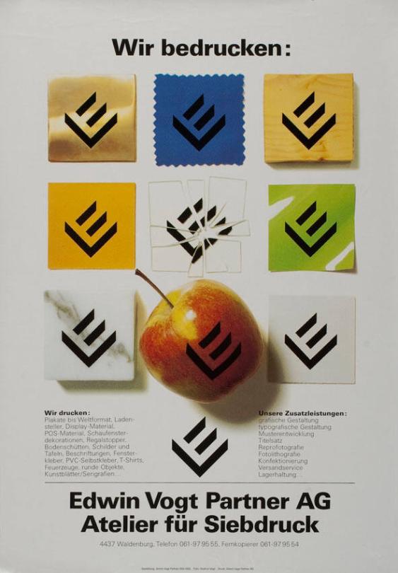 Wir bedrucken: (...) - Edwin Vogt Partner AG - Atelier für Siebdruck - Waldenburg