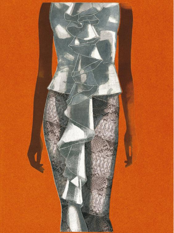 01 François Berthoud, Ferragamo Dress, Werbung für Ferragamo, Monotype, 2009, © François Bertho…